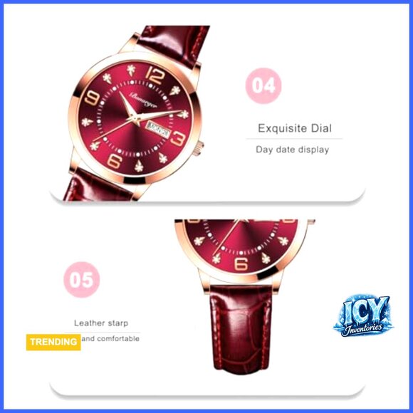 Leather Strap Analog Quartz Date Luminous Dress Watch Waterproof main image 7